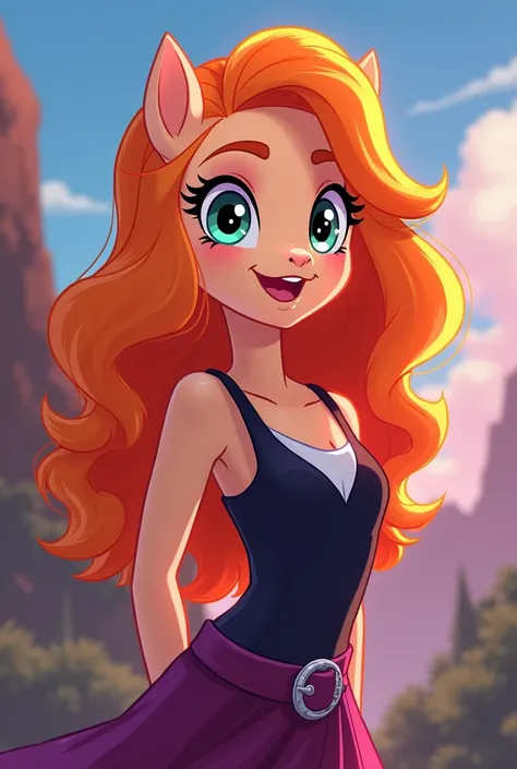 Equestria girls starring adagio dazzle în The main role redeemed with 17th season 2024 with luminos vivid Orange hair color voice actress Rebecca shoichet