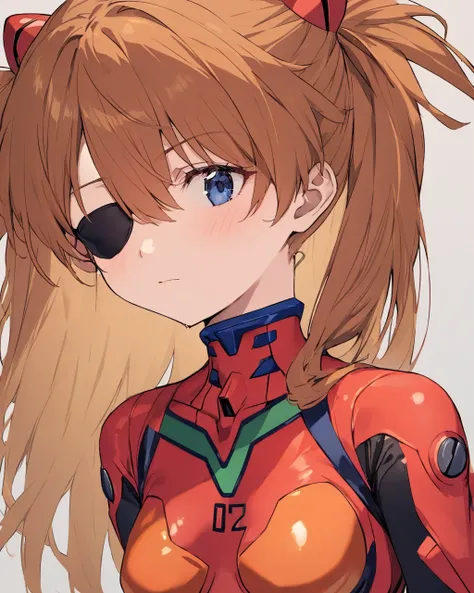 highest quality, masterpiece,  bodysuit, evangelion:_3.0_you_can_(do not have)_redo, eye patch, white_background, looking_away, ...