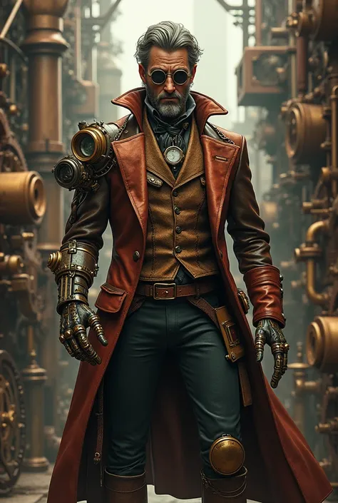 Create a steampunk-style character