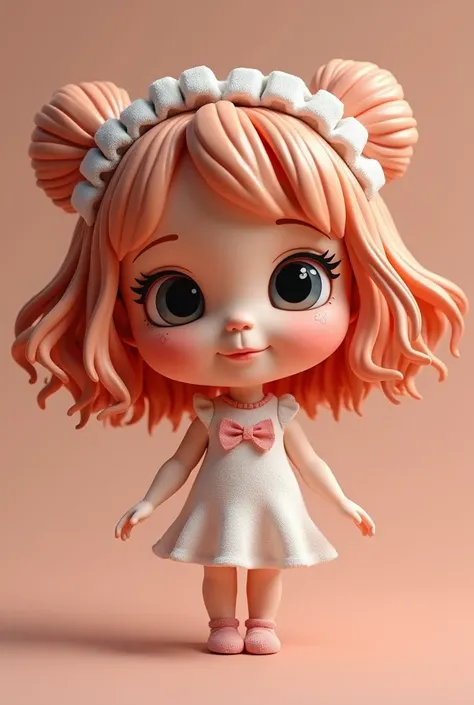 3D image of a girl doll , cute chick, big eyes, 