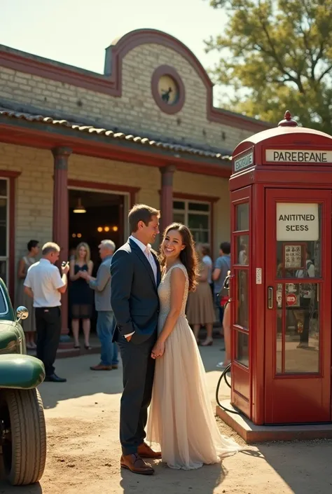 Gas tank and old telepohone engagement party