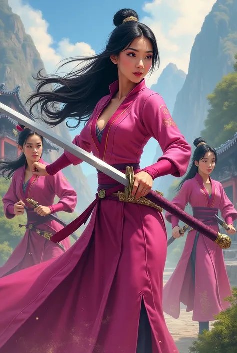 Princess Mulan, ninja, warrior, pink, ninja, detail , ninjas protecting, ninja custom 