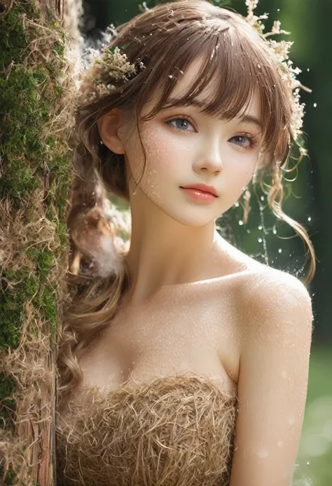 A girl, Dryad, Wood wool, Internal boiling acetic acid, Apply a few drops of acetic acid to the skin,