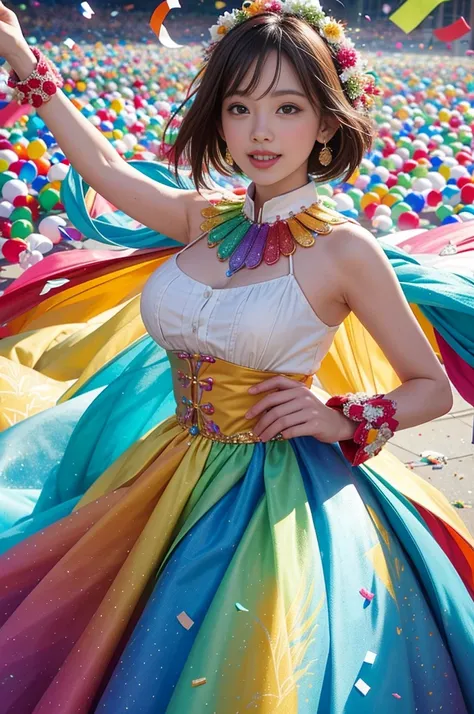 Colorful Confetti: A Scene of Joy and Celebration in Ultra-Detailed, High Definition

Amidst the lively and ecstatic atmosphere, vibrant confetti flutters in the crisp air, dancing gracefully in the soft, warm sunlight. The confetti, a myriad of colors, in...