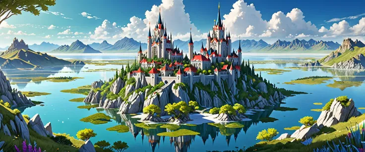 a magical fairy tale city built on three high rocky karst island. in the middle of the great salt lake. official art – an award-...