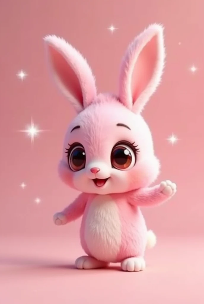 Create a cute pink baby bunny dancing standing up with big eyes I want a video for YouTube for the channel the kitten must be graphic elements With very big eyes A 5 minute video of him Create a puppy that looks like a kitten