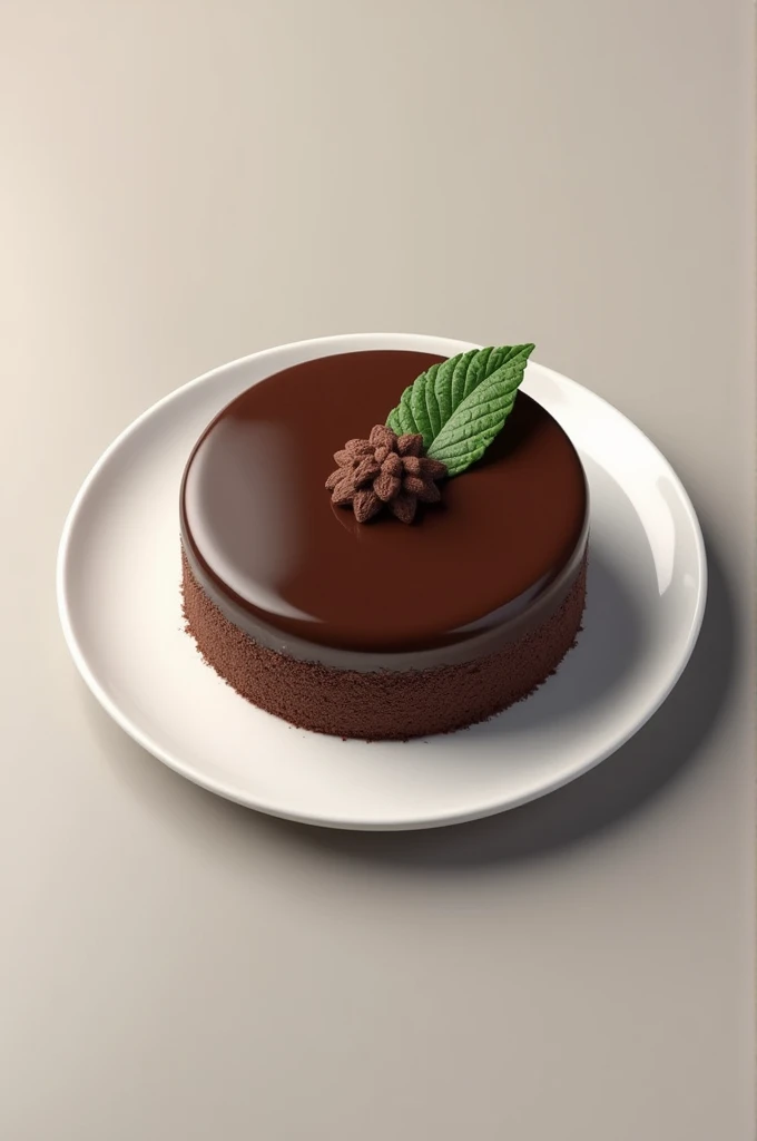 A white plate with chocolate cake 