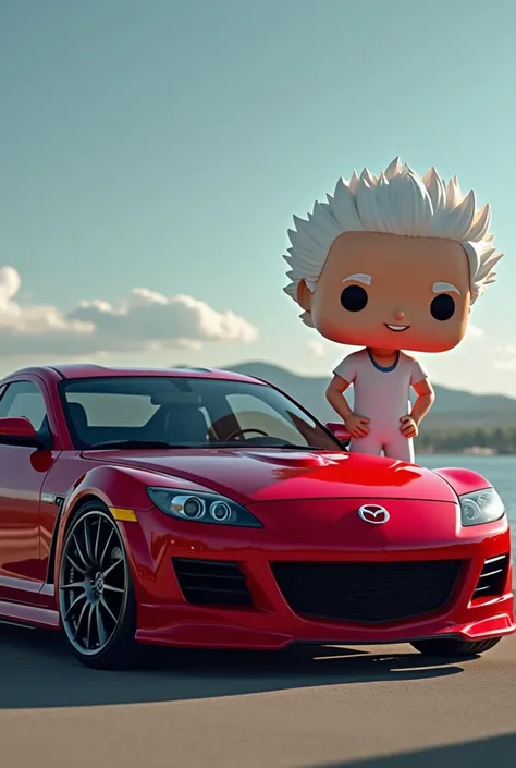 Mazda rx8 red and a different white man funko pop