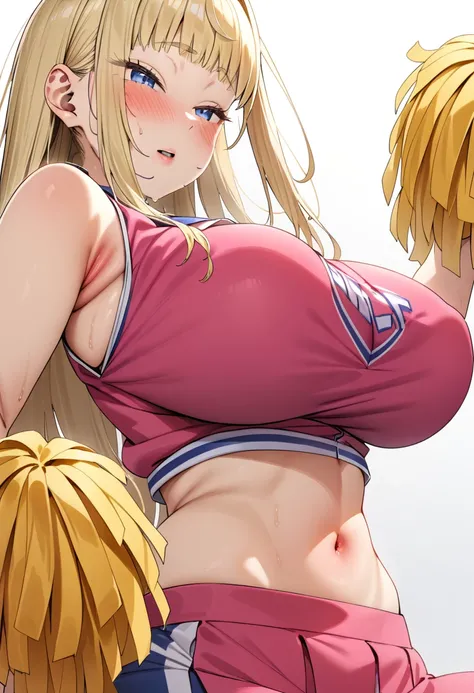 ((masterpiece, best quality, ultra detailed, 4K:1.5)(nsfw,dynamic motion,dynamic angle)(beautiful girl,handsome features,detailed face:1.5)(huge breasts:1.2)(narrow shoulders,slim waist), fuyuki_Minami, One girl, alone, Blonde, (Long Hair), bangs, blue eye...