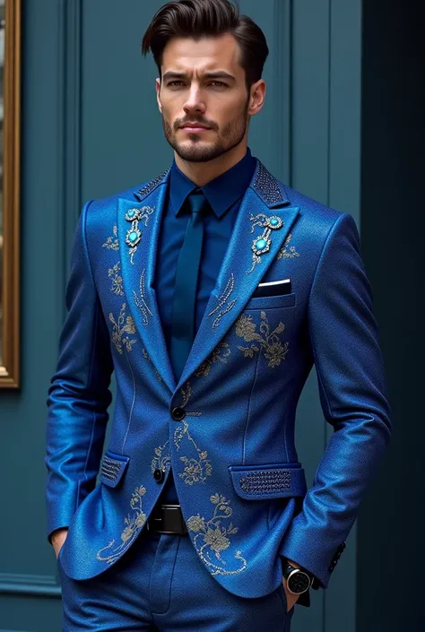 Men&#39;s costumes inspired by blue diamonds