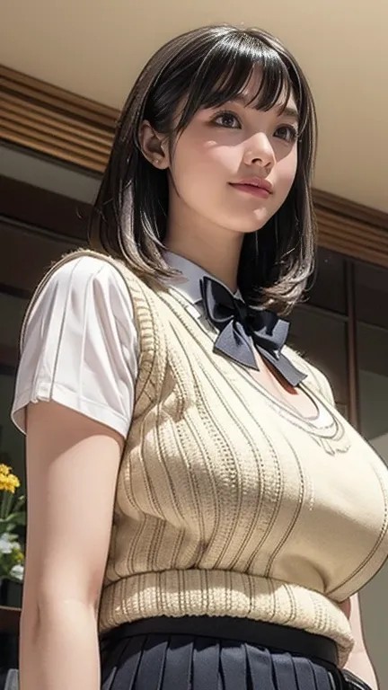 (masterpiece:1.2, Highest quality), (Realistic, photoRealistic:1.4), (Large Breasts:1.5), Beautiful illustrations, (Natural Side Lighting, Cinema Lighting), Written boundary depth, Looking at the audience, (Face Focus, Upper Body), Front view, 1 girl, Japa...