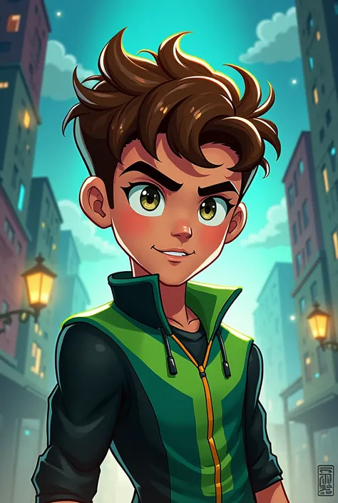 Ben 10 in 2d with curly hair 