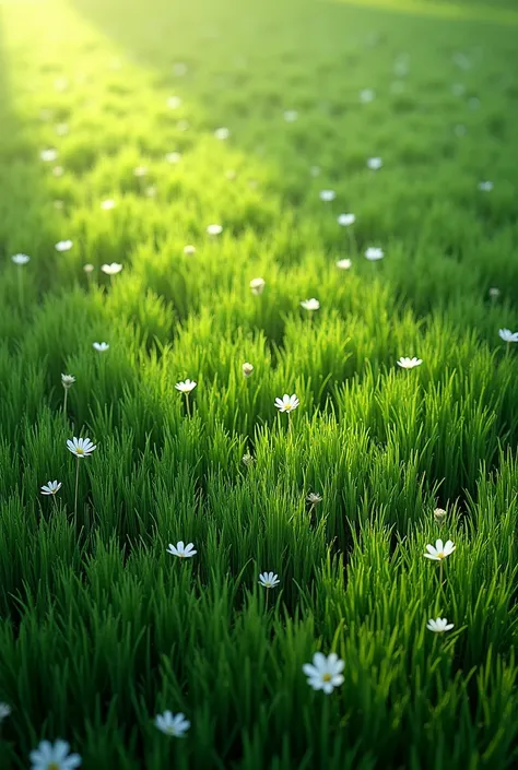 You could create an image of a very fine grass for flowers from a top perspective green part

