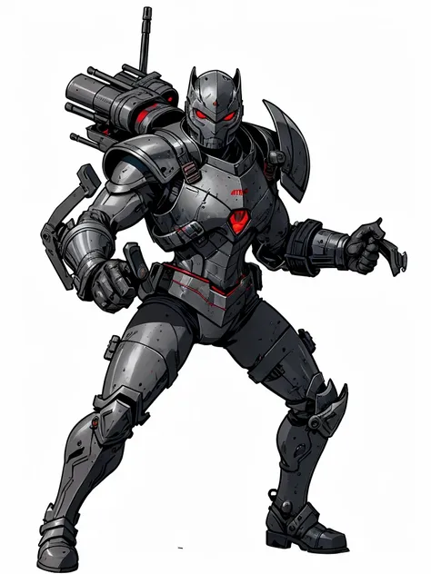 high resolution, hd model, combat theft,grey armor,eyes red,hands with 3 clamps