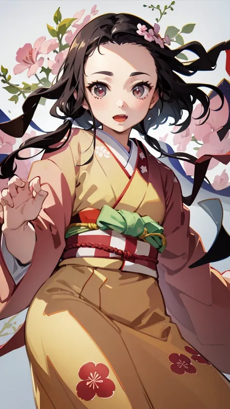 The cheeky bean is cute.、Kimono is also clear、Cinematic image quality、((masterpiece)),Anime Style