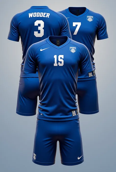 I want a striking yet elegant design of a volleyball uniform that has blue colors.. I want it to have short sleeves. The logo has to say "HOOK" in the back, el nombre del jugador in the back y abajo,with my university logo in front of the left side, and it...