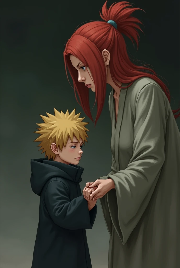 Sad Naruto Uzumaki when he is small with his mother kushina Uzumaki