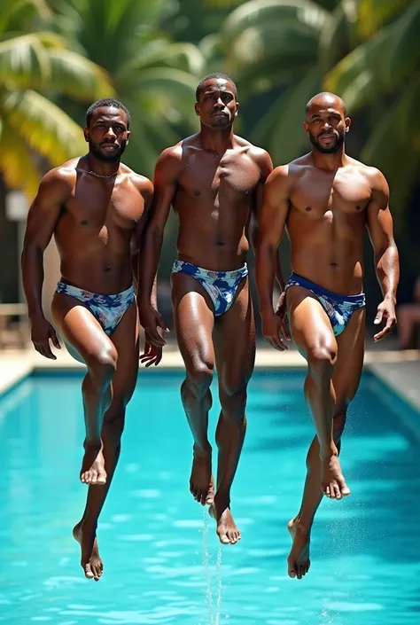 Anguilla Mens Diving jump National Team Athlete Photoshoot Group Only wear a Thong