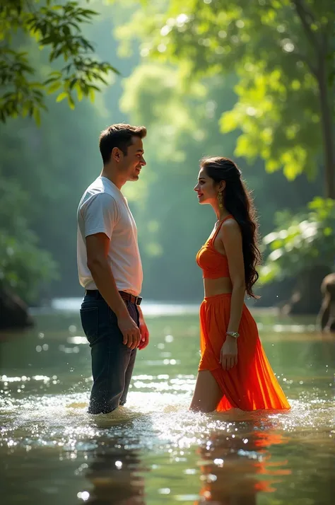 Elon Musk with Rashmika mandanna wading 