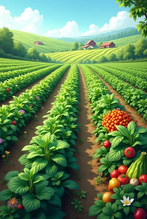 A field of food crops 
