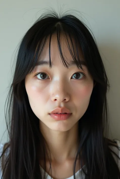 Droopy eyes　Cut long　Big eyes　Cross-eyed　Big nose　My nose is going through　round face　Japanese　woman　30th Generation　photograph
