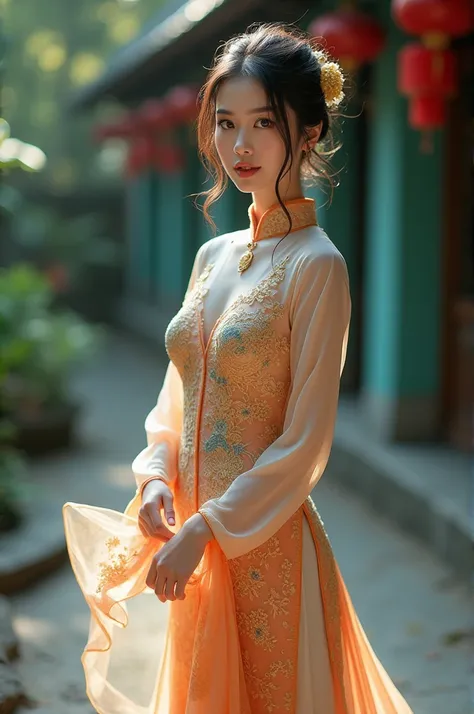 Mina Luxx wearing ao dai