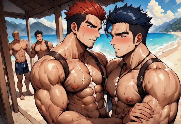 highest quality、super detailed、perfect anatomy、super detailed skin、(muscular male:1.3)、(father:0.5)、completely naked、perfect ere...