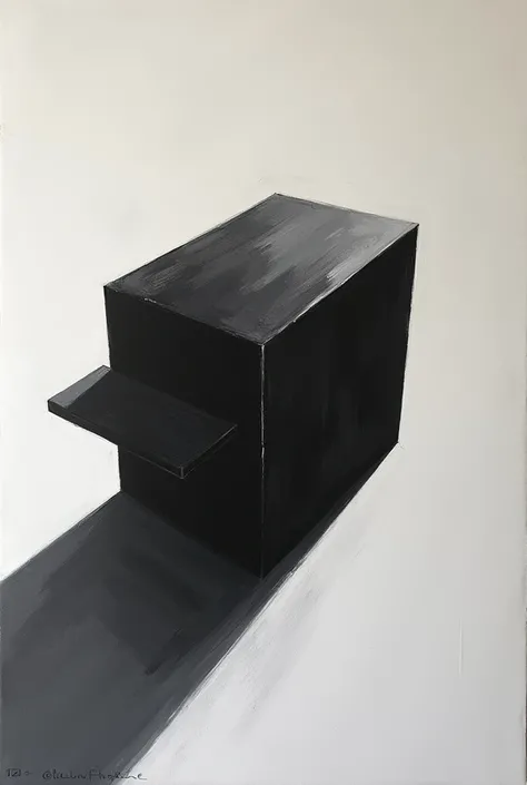 Black and white Painting of an object with shadow