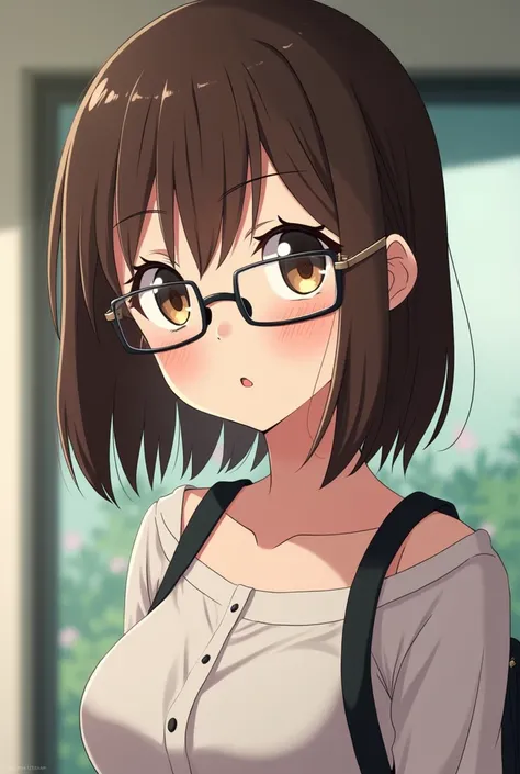 ANIME CHARACTER essil is normal and she is very genius she wears glasses and her hair color is brown and her skin is white 