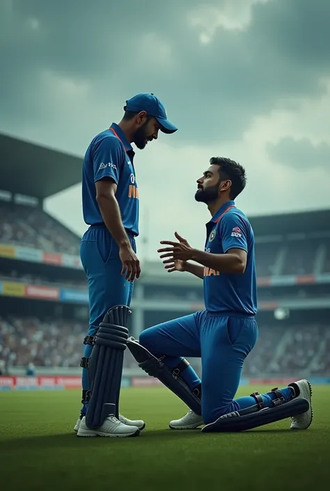 Virat Kohli begs in front of Dhoni face to face 