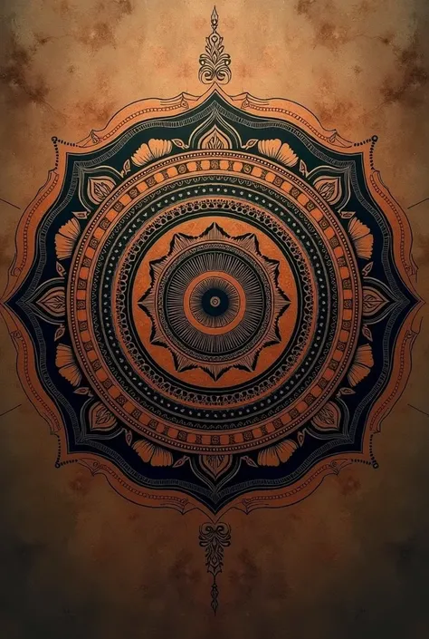 Make a mandala art which has a colour scheme of dark brown details of black colour..it should have 4 layers of design..the photo should have only circle..which gives more indian authentic feel with more details and design of mandala
