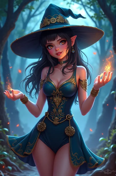 Create me a 2d witch girl game character