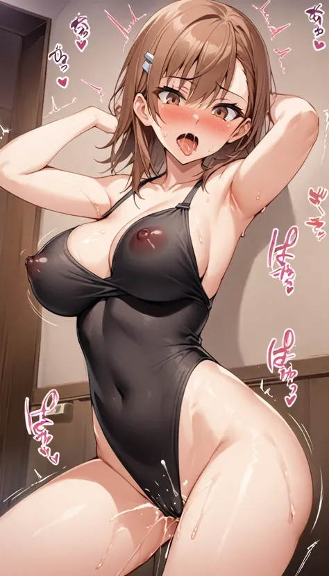 Misaka Mikoto、A Certain Scientific Railgun、One Woman、One Man、Massage parlor、beautiful girl、lotion、Plain underwear、女はベッドにDownward、Downward、Massaged、Naughty Massage、The man is a masseur、, Highest quality, small 、Slender body、Black Hair,My crotch is steaming ...