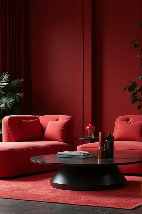 Red furniture with black and bronze 