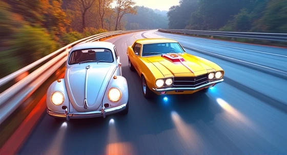 Herbie Beetle vs Yellow Camaro 