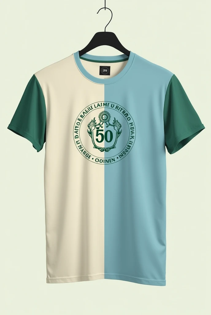 Generate an image of  t shirt that is sublimation. Front and back . Chest part consist of logo and back part consist of baliuag university nursing alumni association. . The shirt is for reunion of 50th anniversary. Generate 3 examples. T shirt only. Show t...