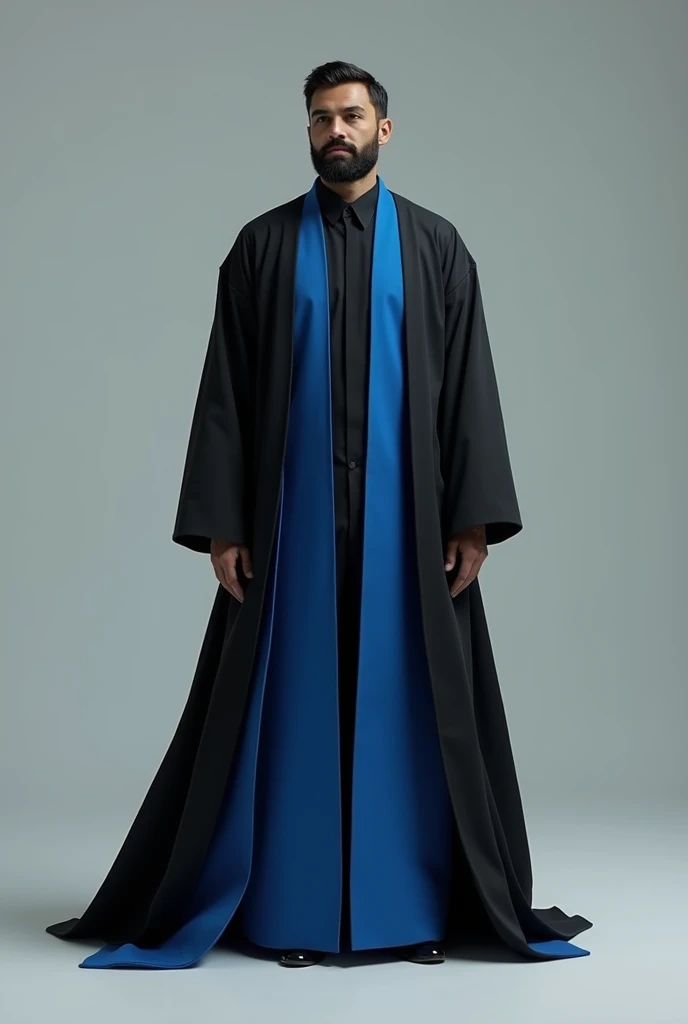 Black and blue colour peace seeker long coat drsign for man 