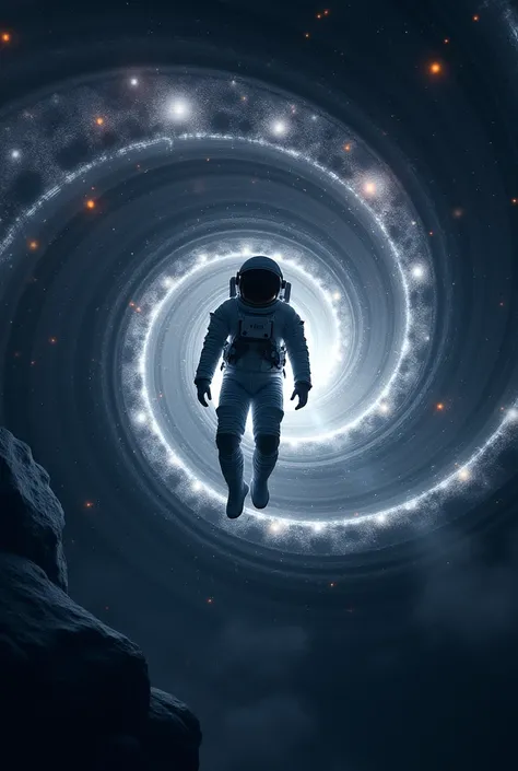 A phone wallpaper,

Space background with a helix spinning on the back and a galaxy and there is an astronaut 
