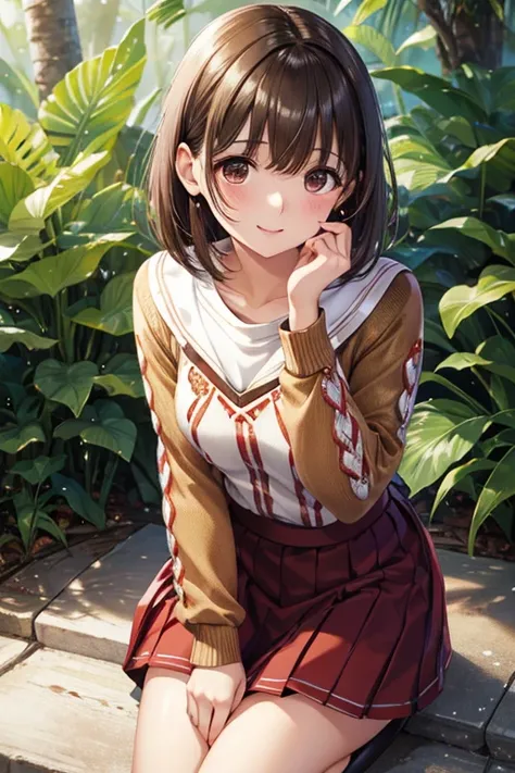 anegasaki nene、Shiny brown hair,  (Beautiful brown eyes、Sparkling eyes, Fine grain)、smile、Ultra-detailed eyes、Highly detailed face, Highly detailed eyes,



((masterpiece, Highest quality))
, One girl, alone, short hair, Brown Hair, Brown eyes, ((White blo...