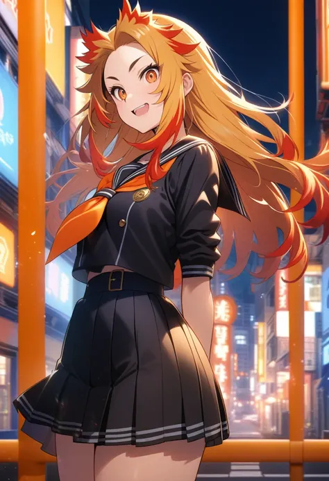 Rengoku-san　Goth　Sailor suit　high school girl　Ginza　Buildings　orange