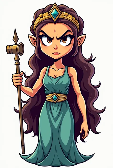 angry goddess themis and elements of law and justice cartoon style college logo with png background

