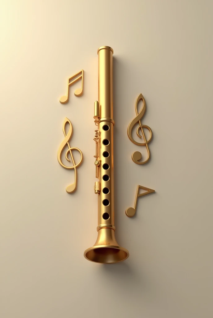 Minimalist logo of a recorder in gold, music related things 