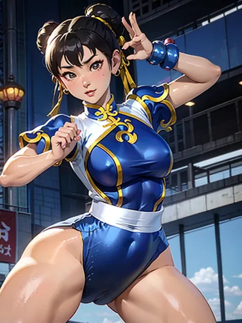 Mongolian Girl, 12, Chun Li Outfit, Leotard