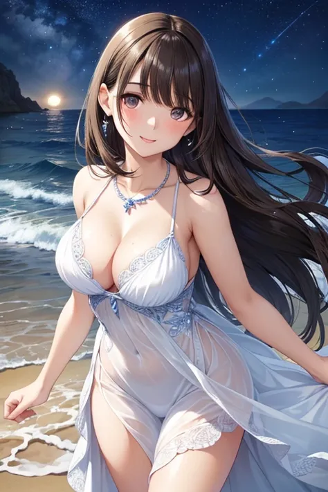 anegasaki nene、Shiny brown hair,  (Beautiful brown eyes、Sparkling eyes, Fine grain)、smile、Ultra-detailed eyes、Highly detailed face, Highly detailed eyes,



Elegant adult woman,
Wavy black long hair,Beautiful face with intricate details,Watery eyes,Sensual...