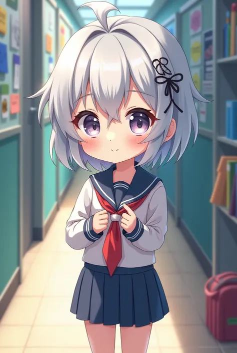 Anime, feminine, boy, cute, silver hair, school uniform