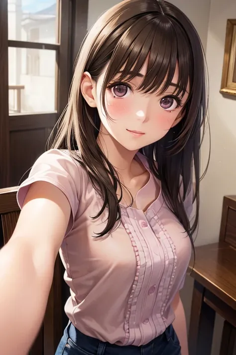 anegasaki nene、Shiny brown hair,  (Beautiful brown eyes、Sparkling eyes, Fine grain)、smile、Ultra-detailed eyes、Highly detailed face, Highly detailed eyes,Cowboy Shot、



8k, Better Quality, artwork, Ultra-high resolution, (realism: 1.4), Photo Original, (Re...