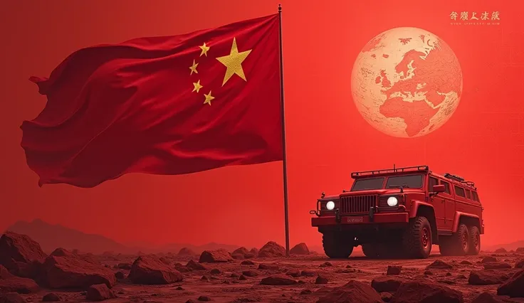 (The background is the entire,The map is red，On the left is the five-star red flag) ,(There is a Chinese slogan on the left side of the picture"If there is a war,Must return when summoned!",The font must be strong and powerful)(The whole picture looks very...