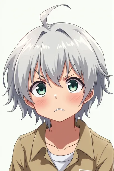 Anime,Horny,white hair,child,Make a face of annoyance