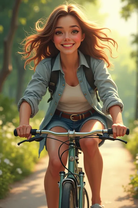 20 years girl riding cycle on back seat have  girl and enjoying the ride 