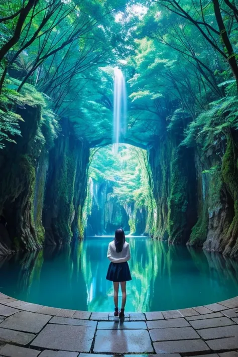 beautiful girl　Japanese　Standing in a fantastical place